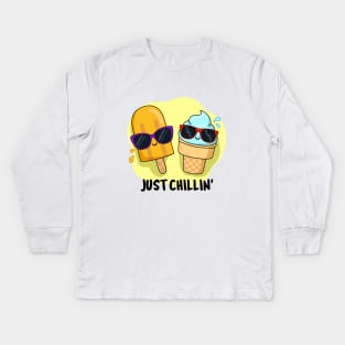 Just Chillin Cute Ice Cream Pun Kids Long Sleeve T-Shirt